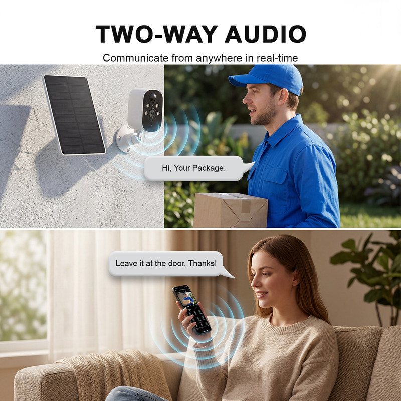 Wireless Solar Battery Security Camera Outdoor 2K WiFi Camera Night Vision CCTV gallery