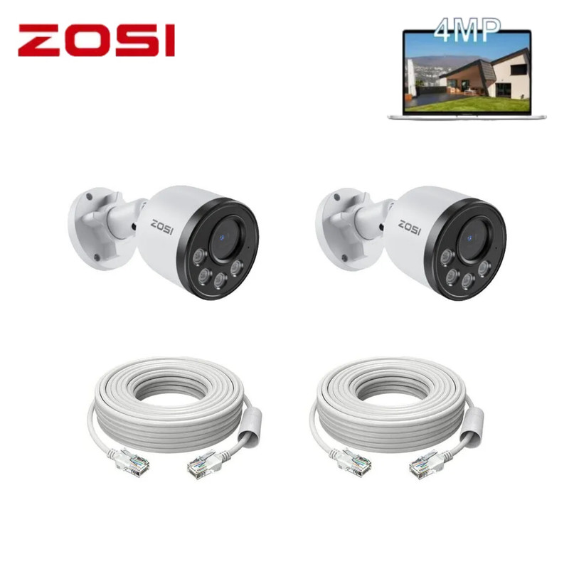 ZOSI 4MP PoE Wi-Fi Security Camera Add-on Audio Outdoor Smart Human Detection