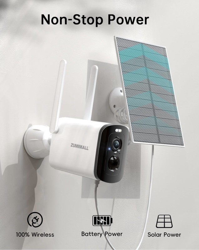 Wireless Security Camera with Solar Panel- 2K gallery