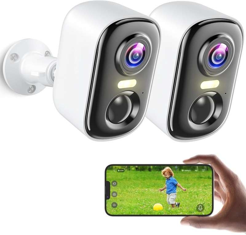 2 Pack 2K HD Wireless Outdoor Security Cameras with AI Detection & Night Vision gallery