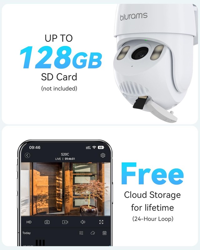 2Pack Security Cameras Outdoor Wired, 2K 360° PTZ Outdoor Security Camera, We... gallery