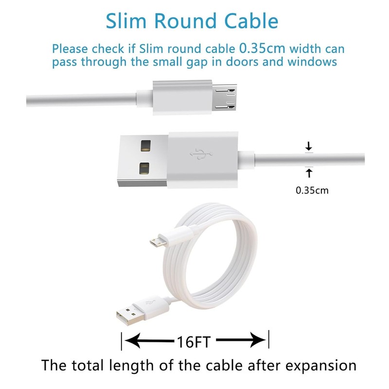 16 FT Camera Charger Extension Cable Compatible with Ring Indoor Cam (2Nd Gen), gallery