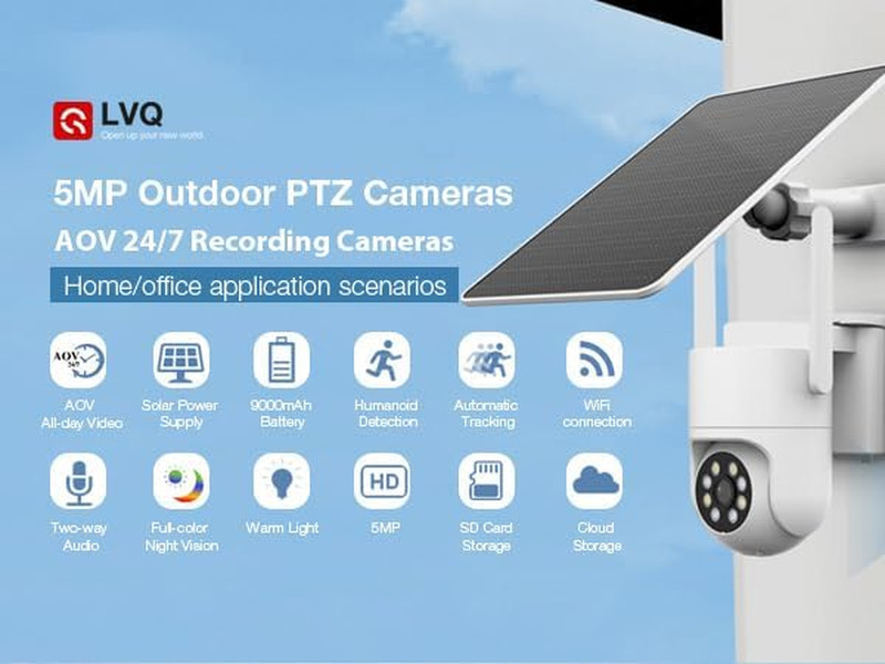 5MP Solar Security Cameras Wireless Outdoor, 3K AOV 24/7 Recording Cameras for H gallery