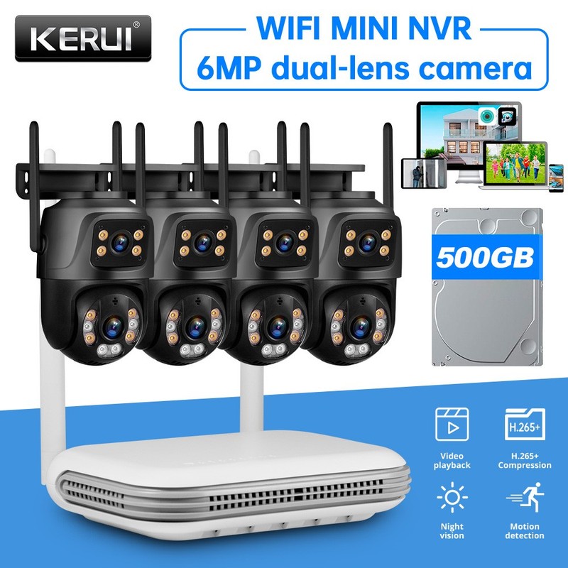 Complete 8CH Wireless Security System 6MP Cameras H.265+ Night Vision 500GB HDD