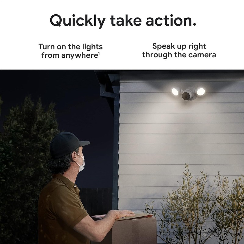Google Nest Cam Outdoor Surveillance Camera - Snow, Pack of 1 (with Floodlight) gallery