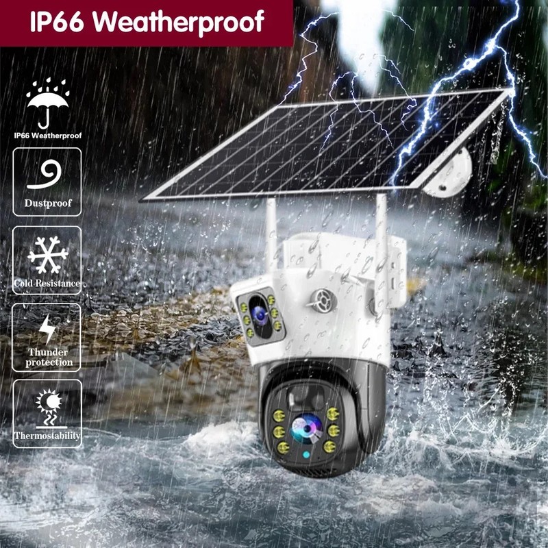 Dual Lens 8MP Night Vision CCTV Solar Camera Wifi 4K Outdoor Security Cameras gallery