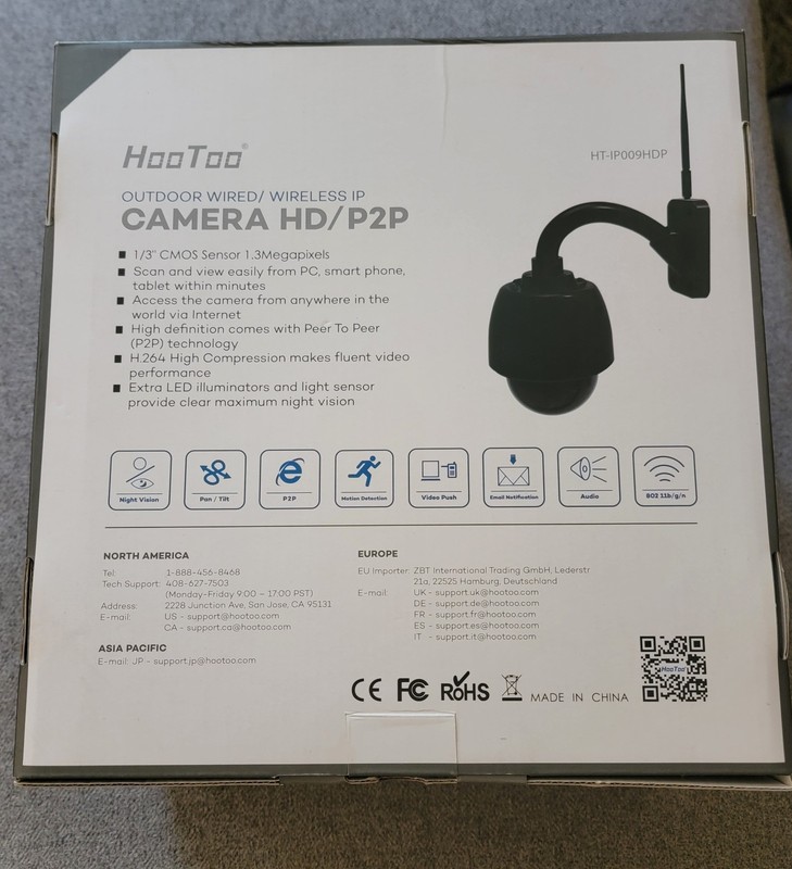 Hootoo Outdoor Wired/Wireless IP Security Camera. HD/P2P gallery
