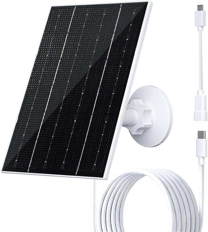 4W Solar Panel for Security Cameras Waterproof USB-C/Micro Charger 360° Bracket gallery