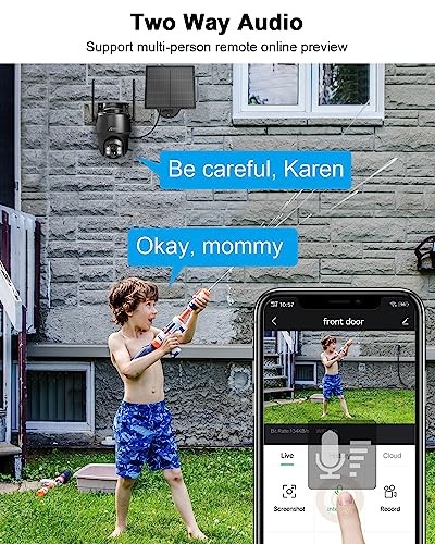 4G LTE Cellular Solar Security Camera Wireless Outdoor,No WiFi 2K Solar Black gallery