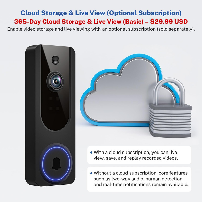1080P Wifi Video Doorbell Camera Wireless, Battery Powered, AI Human and Motion gallery