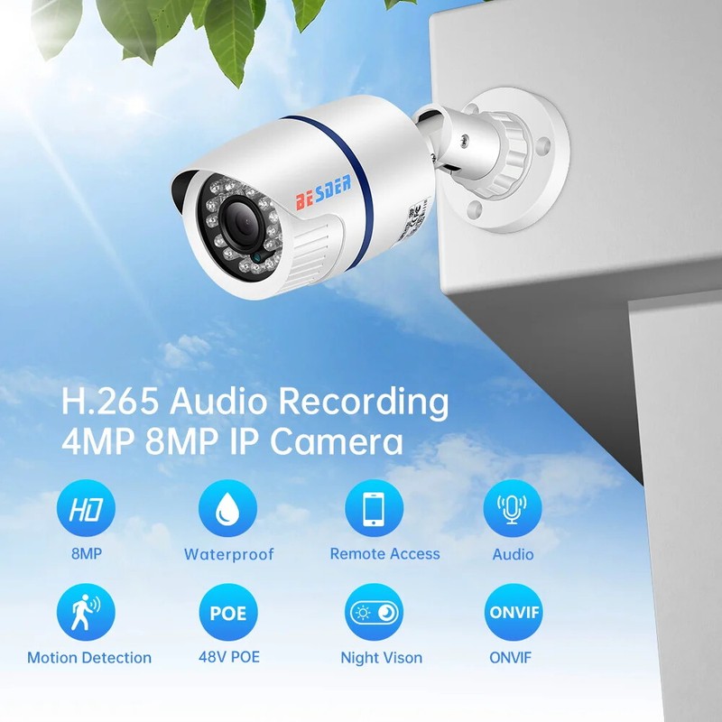 4K 8MP Security HD Camera Outdoor Waterproof 4MP IR Night Vision Detection CCTV gallery