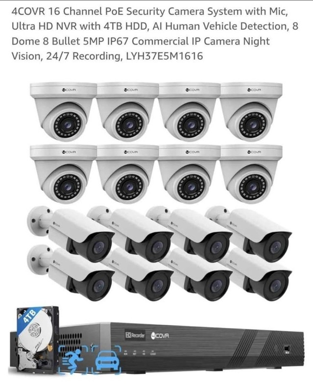 16 security camera, high capacity recorder, product is new, just open box gallery