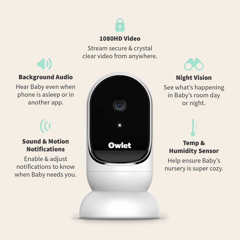 Owlet Cam BC04NNBBYH Night Vision Smart HD Video Camera Baby Monitor White gallery