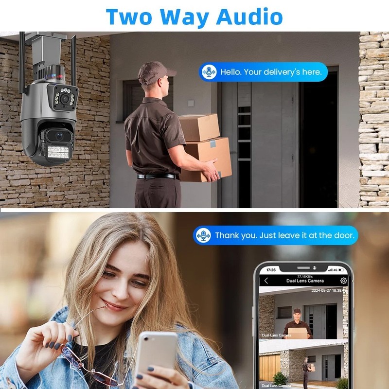Dual Lens 4K WiFi Security Camera 8X Zoom Outdoor Home Night Vision CCTV PTZ gallery