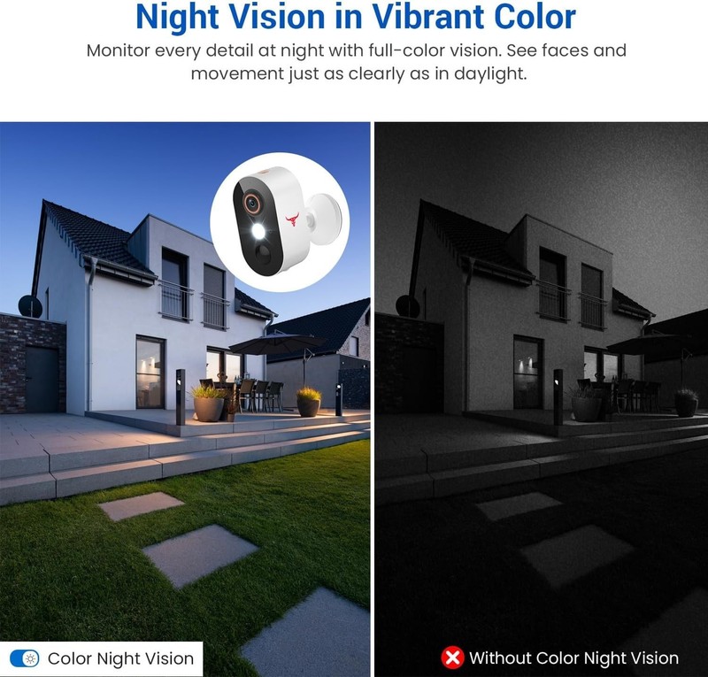 2 Pack Wireless Security Camera System Smart Night Vision Outdoor WiFi Cameras gallery