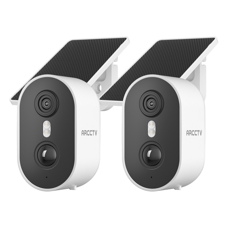 2 Pack Solar Battery Wireless Security Camera Outdoor 4MP WiFi Home IP65 Cameras