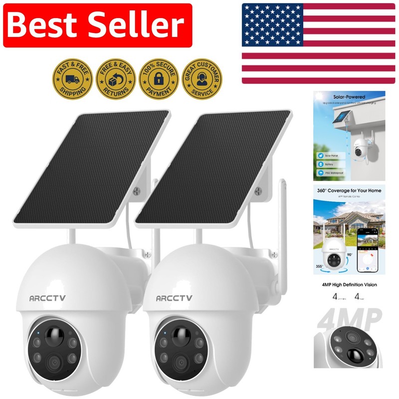 Ultimate 4MP Solar Security Camera with 2-Way Audio and Night Vision – 2-Pack
