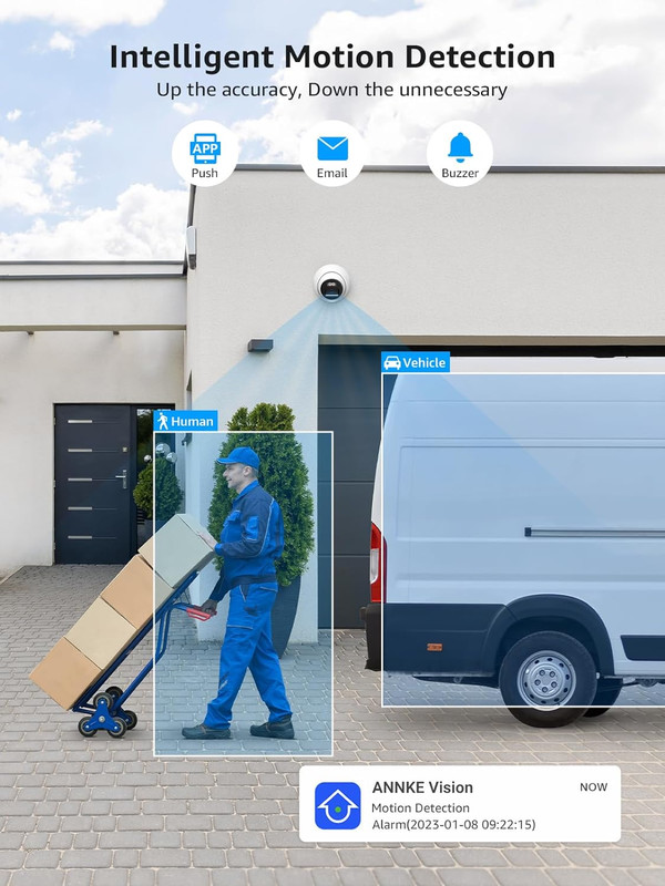 C800 4K Poe Security Camera with AI Human/Vehicle Detection, IP Cam with Audio,W gallery