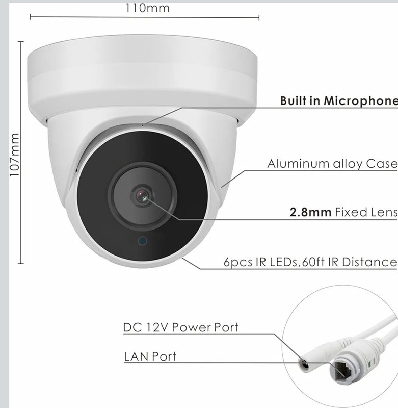 Vonnision 8.0mp PoE IP security dome camera, 80ft IR night vision New gallery