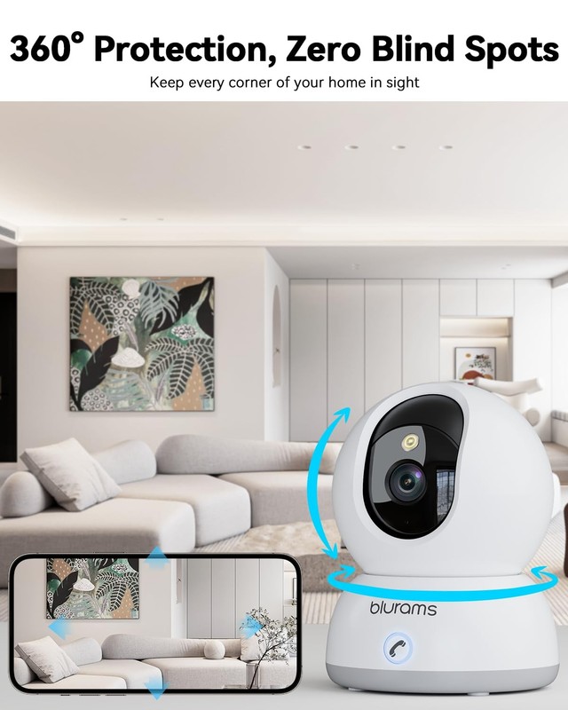 Cameras for Home Security 2K Pet App 360 PTZ 2-Way Talk Wi-Fi 6 8MP gallery