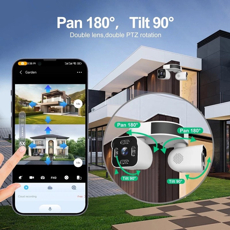 Dual Lens WiFi Outdoor Cameras For Home Security, 2.5K/5MP House Cameras With... gallery