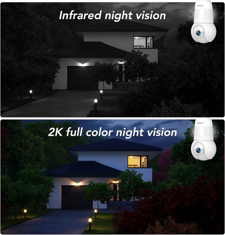 Plug-and-Play 2K Light Bulb Security Camera - Full Color Night Vision, 360° Pan gallery