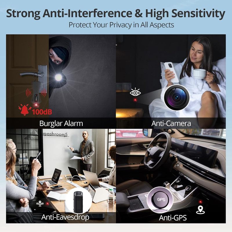 AI-Powered Hidden Camera and Bug Detector - Portable RF Signal Scanner gallery