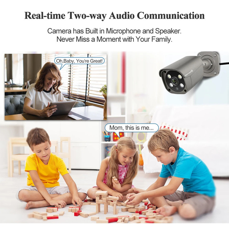 Techage 4MP 5MP 4K Security Metal POE IP Camera H.265 Outdoor Two Way Audio Vide gallery