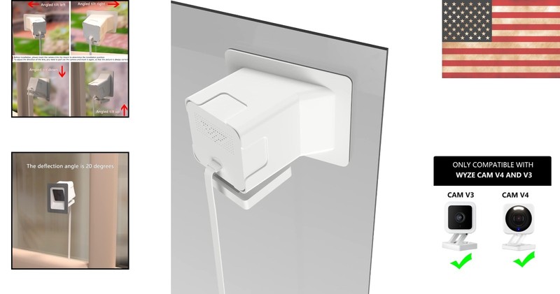 Versatile Angled Window Mount for Wyze Cam V4/V3 - Ideal for Multiple Surfaces gallery