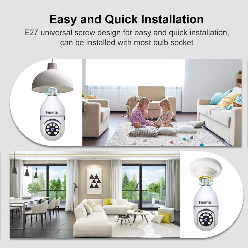 HD 1080P Wireless Light Bulb Security Camera, 2.4G & 5G Wifi, Motion Auto Tracki gallery