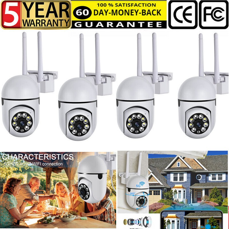 4PCS Camaras De Seguridad 5G Wifi Exterior Inalambrica Con Vision Nocturna 1080P