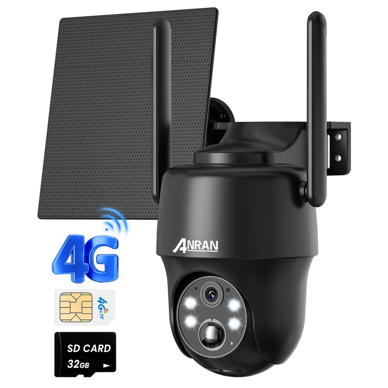 ANRAN 3G/4G LTE Security Camera Solar Powered Camera 3MP SIM Card No WiFi Garden
