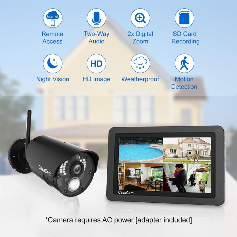 CasaCam VS802 Wireless Security Camera System with 7 Touchscreen Monitor and... gallery