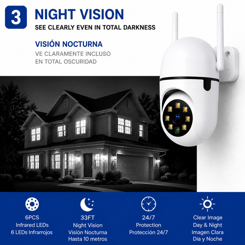 2 Pack 1080P WiFi PTZ Security Camera 360° Outdoor Night Vision gallery