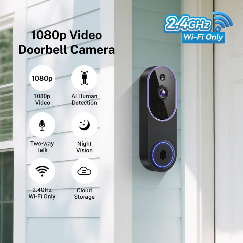 Camara de Timbre Inteligente 1080p Video Wifi Audio Bidireccional Seguridad HD gallery