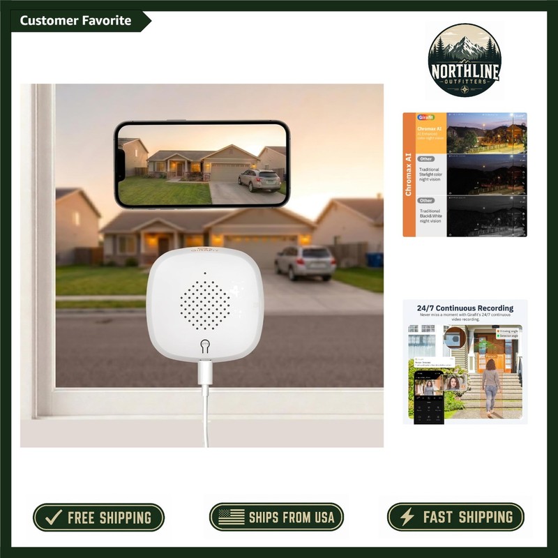 3MP 2K Window Camera with Color Night Vision & Motion Detection – Easy Install