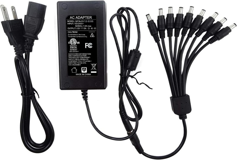 Security Camera Power Supply 12V 5A with 9-Way Splitter for CCTV Cameras gallery