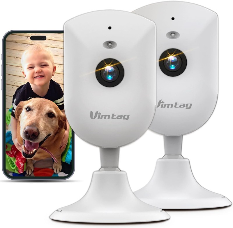 ✅ VIMTAG 2 Pk Indoor 2.5K/4MP 2.4G WiFi Wired Plug-in Cameras Security/Pet/Baby