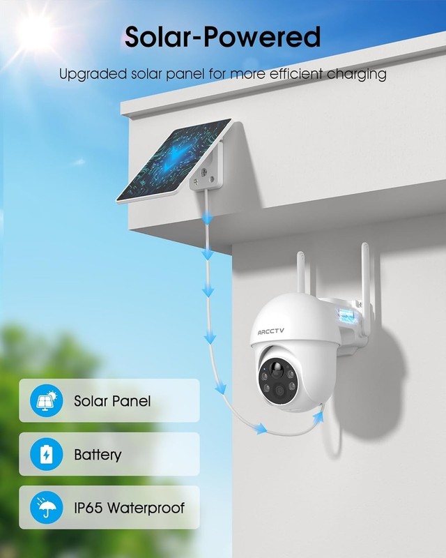 Battery & Solar Powered Outdoor Camera - Stunning 4MP Night Vision - 2 Pack gallery