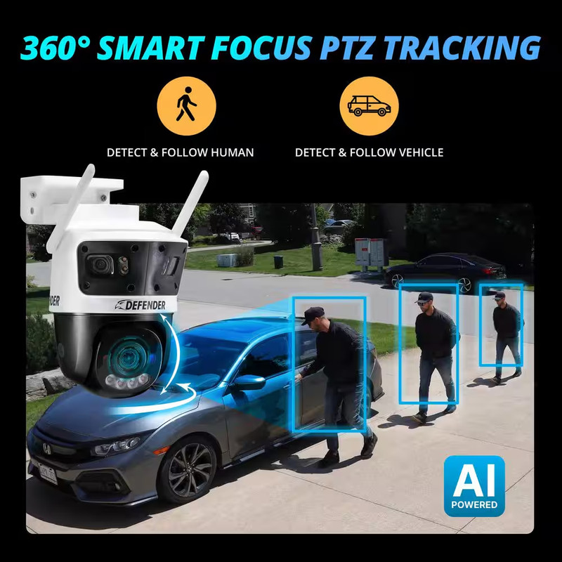 AI POWERED 3K+ Guard WIFI Tri-Lens PTZ Plug-In Security Camera, 3 Pc gallery