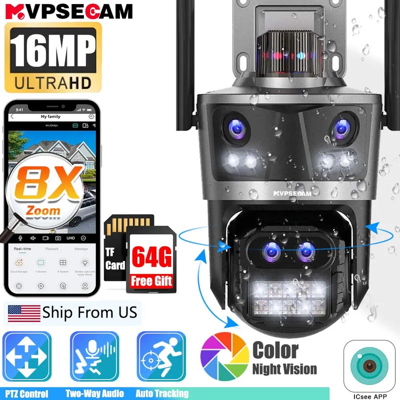 8K 16MP Video Surveillance Cameras WiFi CCTV Outdoor Wireless PTZ WiFi Camera