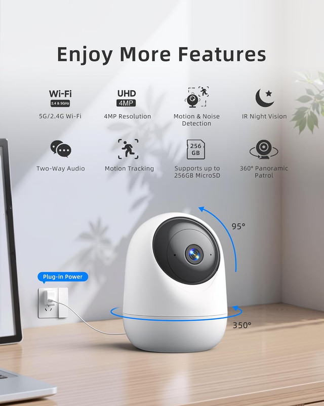 Indoor Camera 5G Wifi Pan Tilt 2.5K 4MP Support up to 256GB SD Card gallery