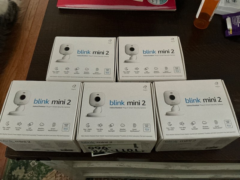 Lot of 5-Blink Mini 2 Indoor/Outdoor Plug-In Smart Security Camera new in box