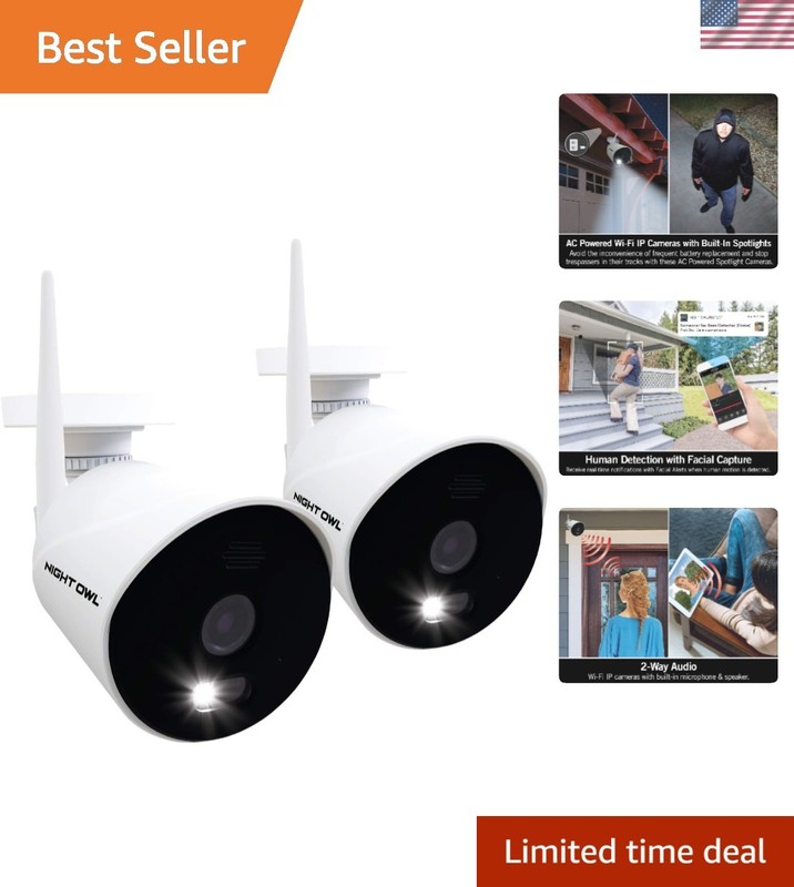 AC Powered 1080p HD Wi-Fi Indoor/Outdoor Camera with 100 ft. of Night Vision…