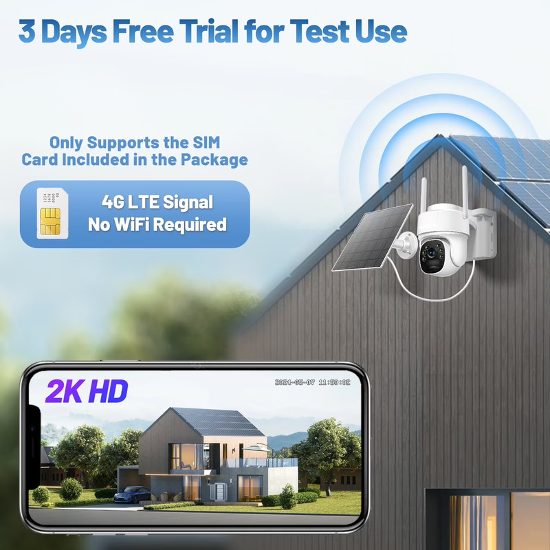 4G LTE Cellular Security Camera, Solar Cameras Wireless Outdoor, No Wifi Cam wit gallery