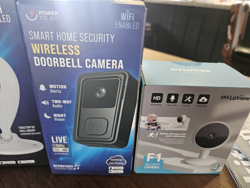 Video Home security lot. NEW in box See pics Camera doorbell lightbulb smartplug gallery