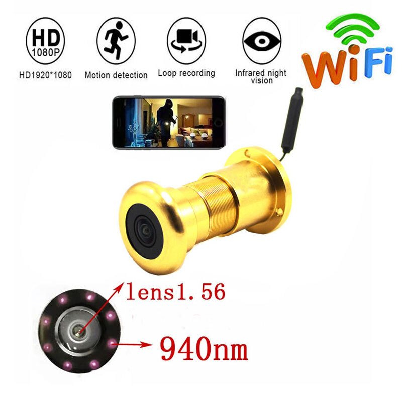 32GB 1080P HD 940NM Motion detect wireless WIFI IP Door Peephole camera recorder gallery