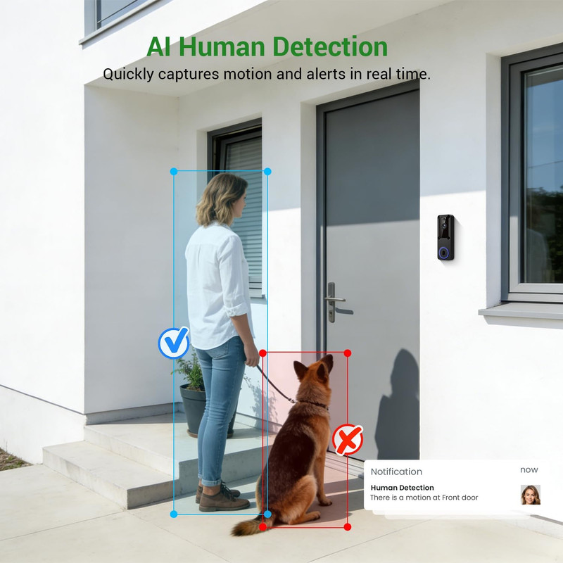 1080P Wireless Wi-Fi Video Doorbell Camera, Dome Home Security, Night Vision, Tw gallery