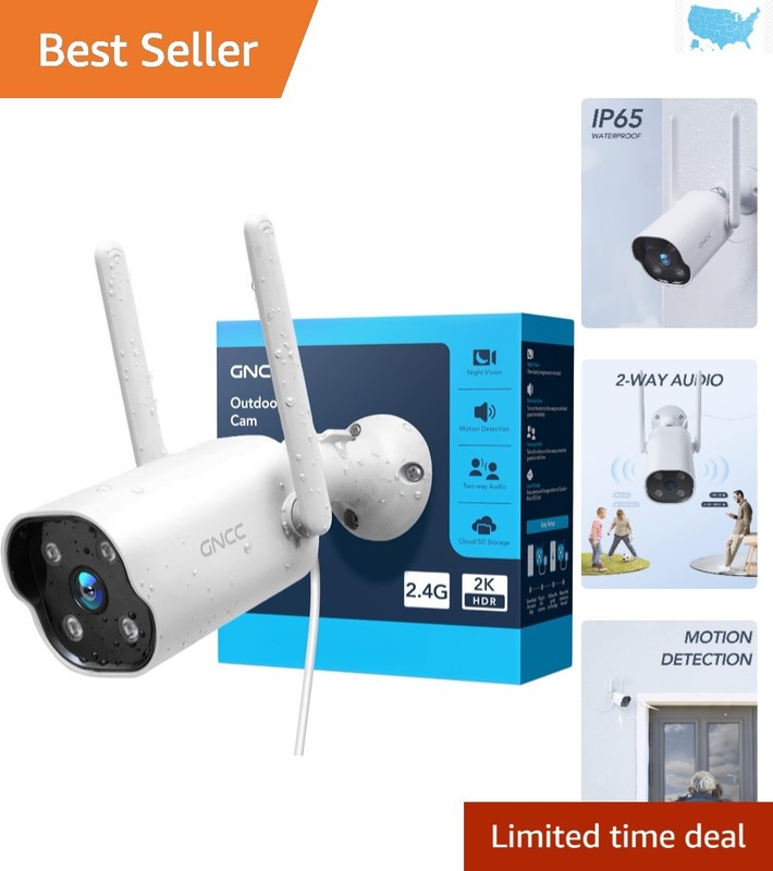 Wi-Fi Enabled 2K Outdoor Camera – Advanced Color Night Vision & AI Motion Alerts