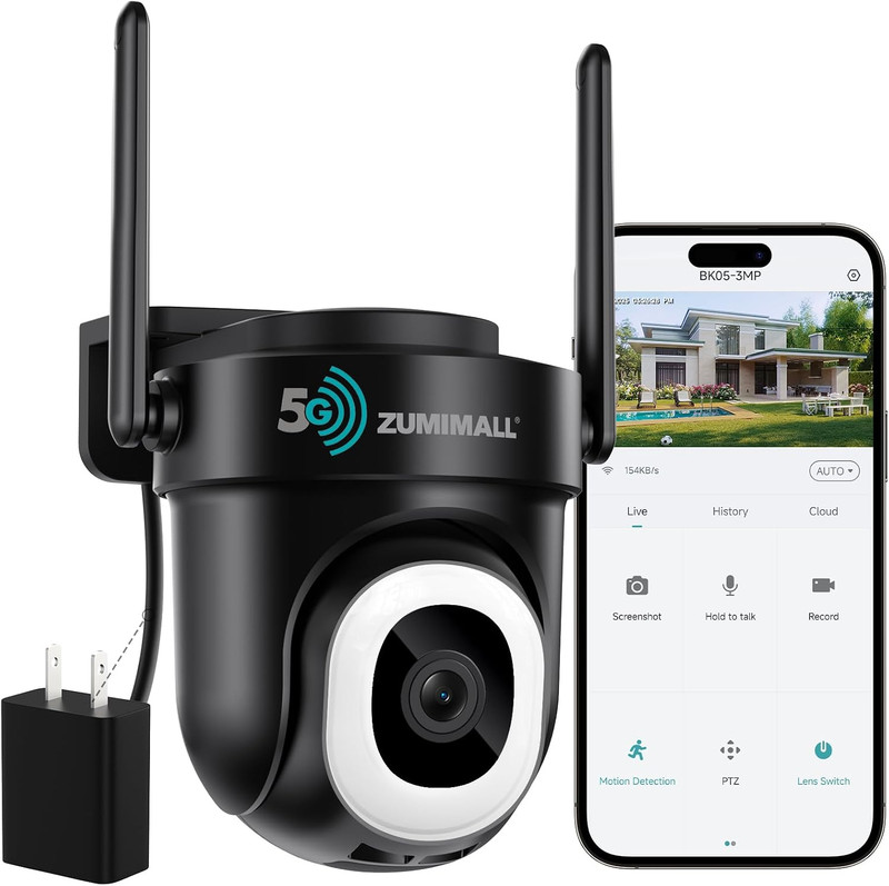 2K Wired Outdoor Camera, 2.4G/5G Wifi Security Camera, 3MP, 24/7 Recording, AI M